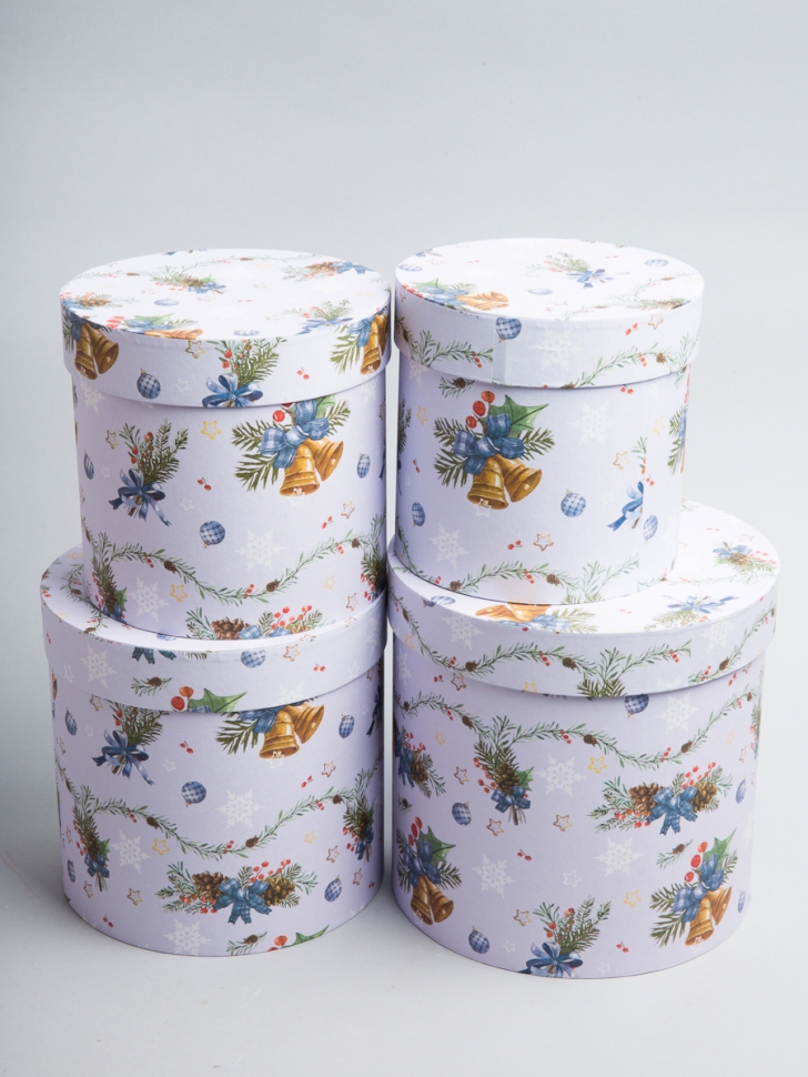 Коробка НГ цилиндр набор из 4шт. 20х20см Колокольчики