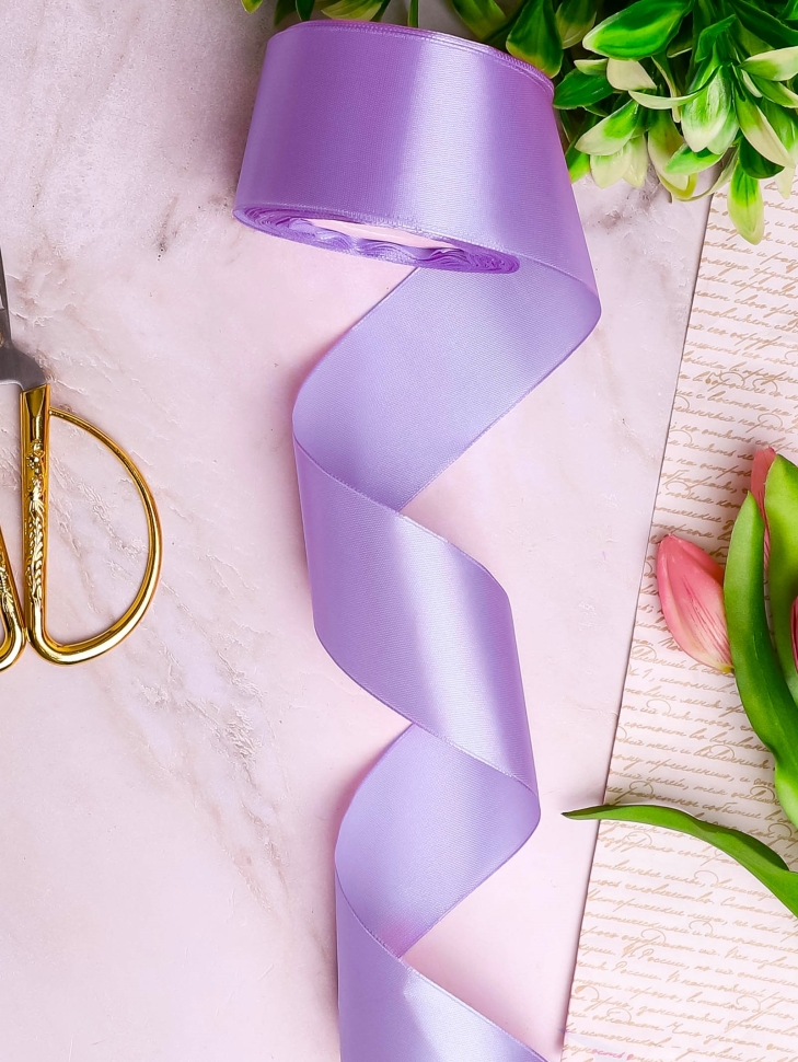 Лента атласная 40мм х 25 ярд JD сиреневый