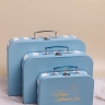 Коробка чемодан набор из 3шт 34x24,5x9см полоски голубой