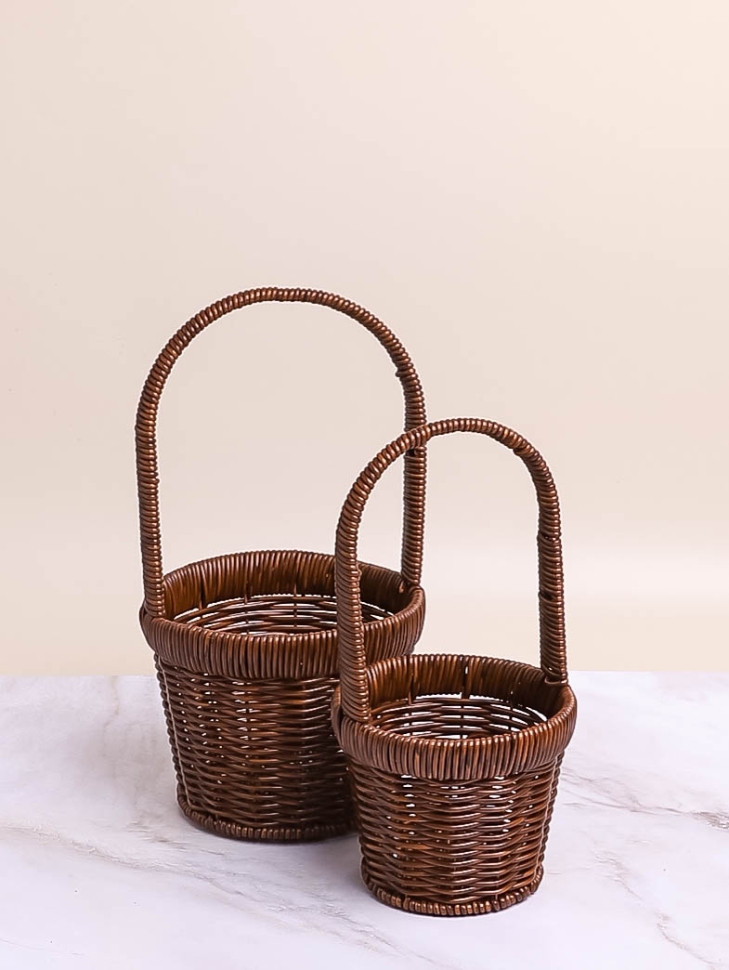 Корзина плетеная (пластик) 2шт 15х15х12см коричневый