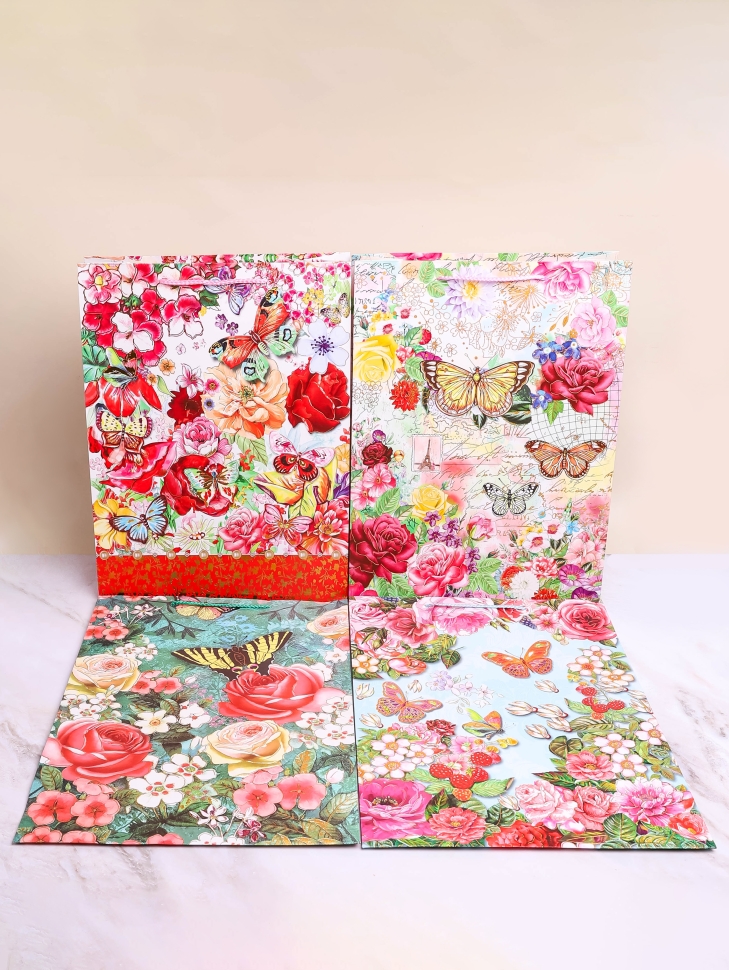 Сумочка подарочная 31х42x12см L373 цветочный микс Сумочка подарочная 31х42x12см L373 цветочный микс