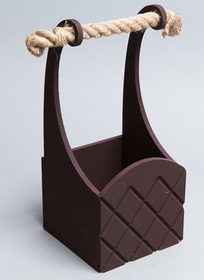 Ящик деревянный с канатом №8 12,5х12,5х10 h25см Ромбы коричневый Ящик деревянный с канатом №8 12,5х12,5х10 h25см Ромбы коричневый