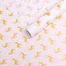 Бумага белая крафт 50г/м2, 70см x 10м, Северные олени, золото