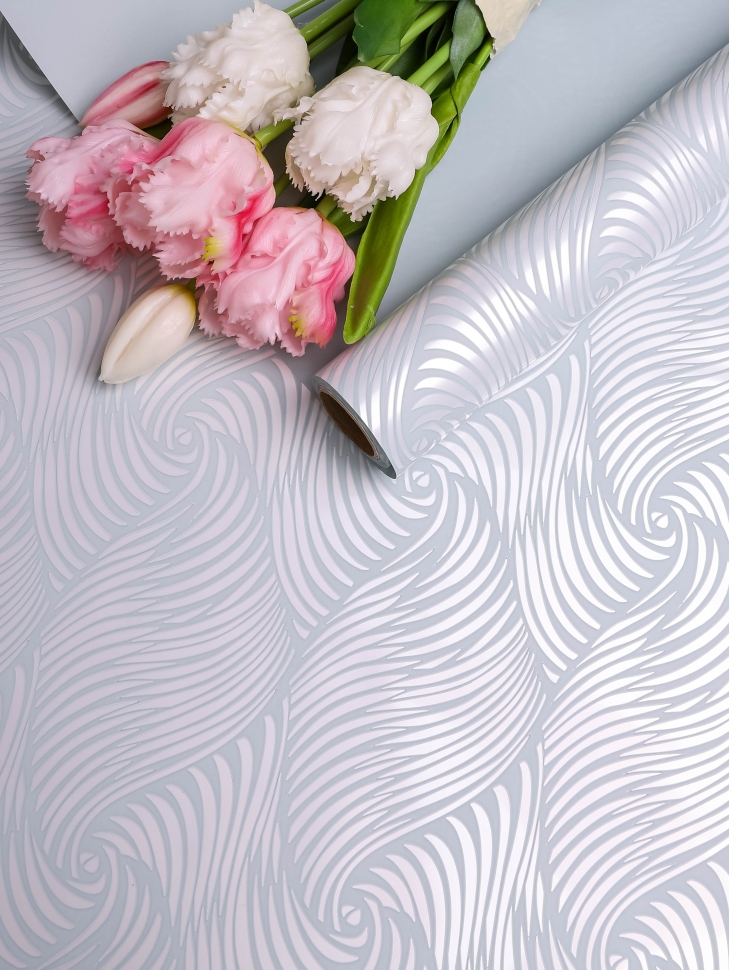 Пленка матовая  Пастель 58см х 10м глянец на втулке, Бриз голубой пыльный