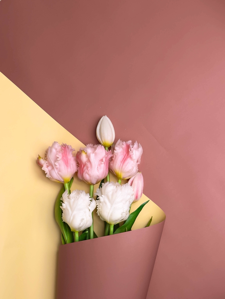 Пленка матовая 65мкм 58см х 10м двухцветная розовый пыльный/песочный