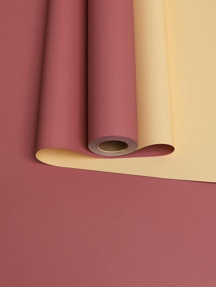 Пленка матовая 65мкм 58см х 10м двухцветная розовый пыльный/песочный