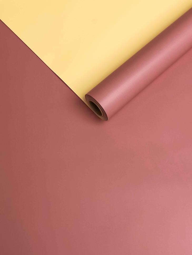 Пленка матовая 65мкм 58см х 10м двухцветная розовый пыльный/песочный