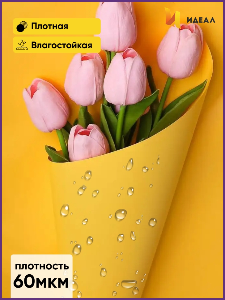 Пленка матовая 58см х 58см 60мкм 10 листов, жёлтый Пленка матовая 58см х 58см 60мкм 10 листов, жёлтый
