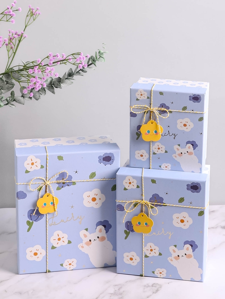 Коробка прямоугольник набор из 3шт 25,5х20,5х10,5см happy голубой Коробка прямоугольник набор из 3шт 25,5х20,5х10,5см happy голубой