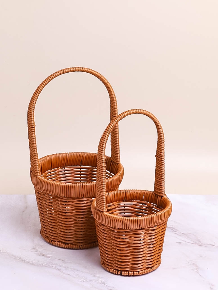 Корзина плетеная (пластик) 2шт 15х15х12см натуральный