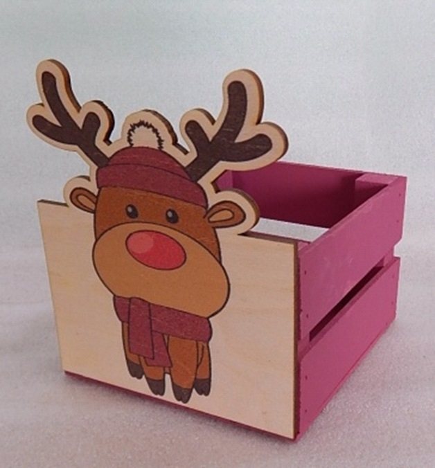 Ящик реечный НГ 13х13 х 9/15см Олень бордо