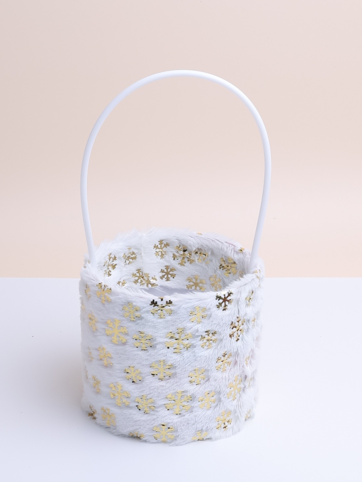 Коробка для цветов Цилиндр набор из 3шт. 16х14см Нежность золотые снежинки