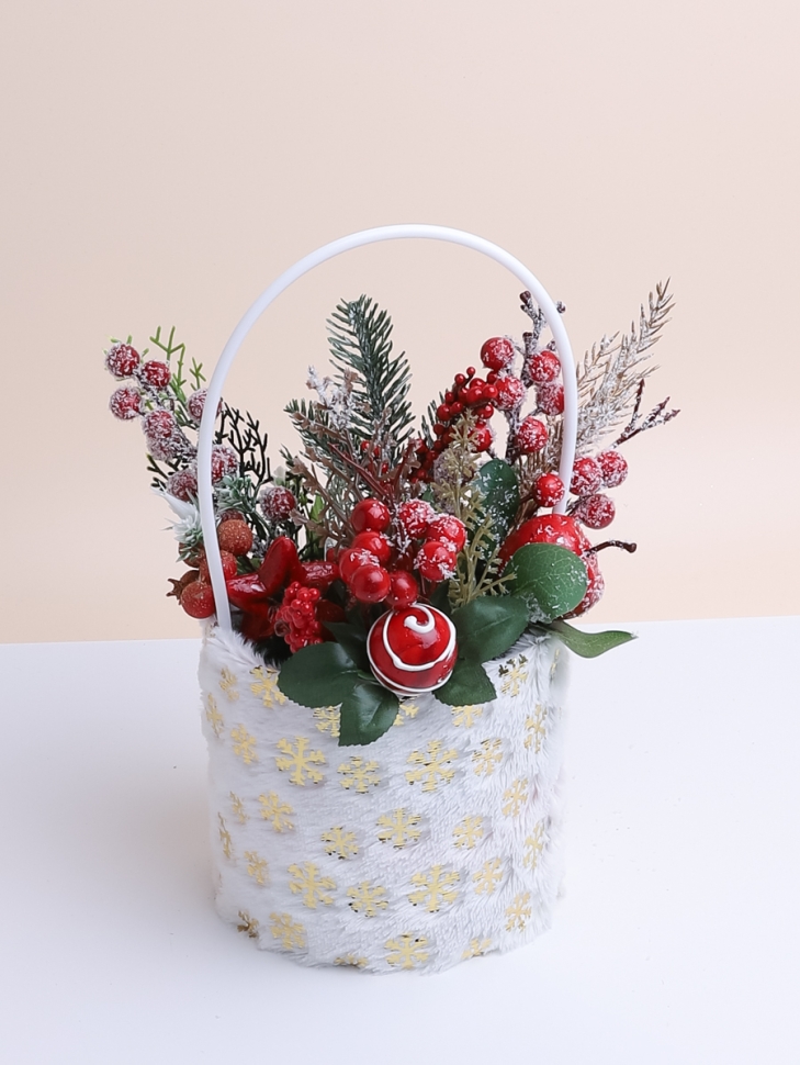 Коробка для цветов Цилиндр набор из 3шт. 16х14см Нежность золотые снежинки