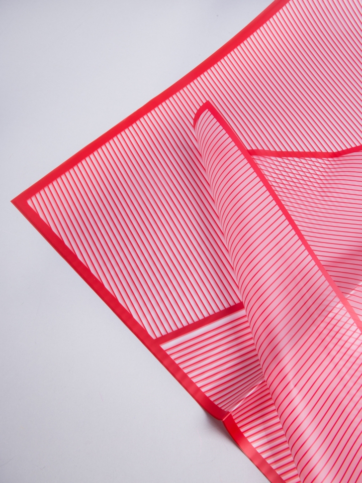 Пленка матовая 58смх58см 10 листов 50мкм Полоски красный с красным кантом 