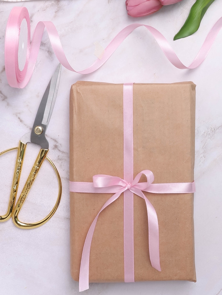 Лента атласная 10мм х 25ярд JD розовый светлый Лента атласная 10мм х 25ярд JD розовый светлый