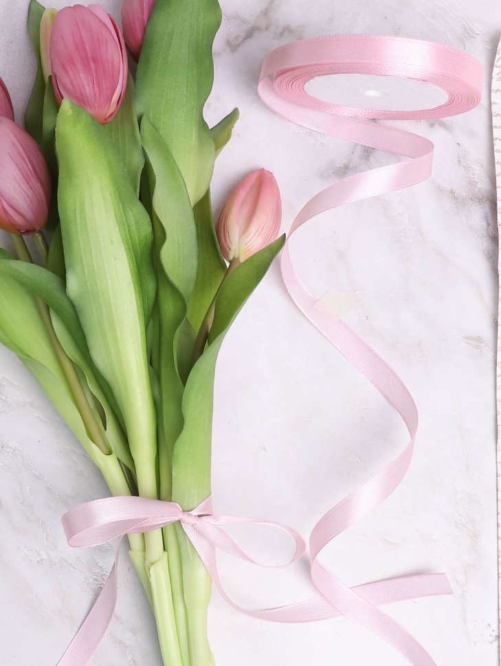 Лента атласная 10мм х 25ярд JD розовый светлый Лента атласная 10мм х 25ярд JD розовый светлый