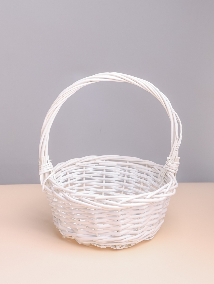 Корзина плетеная (ива) D60хH21х64см белый