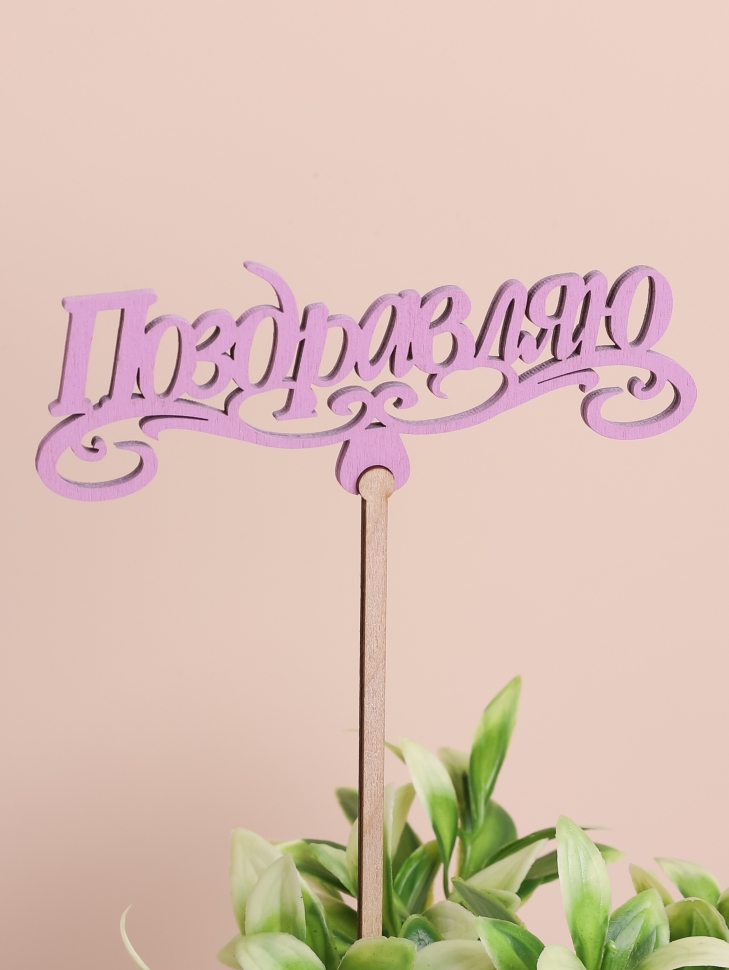 Вставка деревянная для цветов 6шт "Поздравляю" № 2 микс Вставка деревянная для цветов 6шт "Поздравляю" № 2 микс