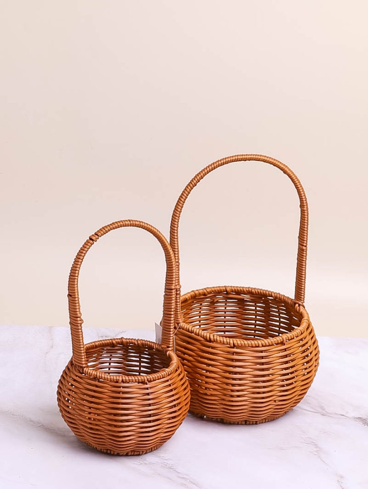 Корзина плетеная (пластик) 2шт 15х15х10см натуральный