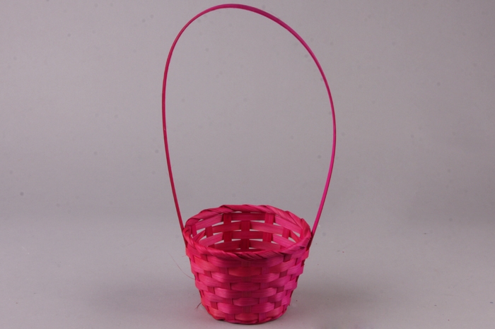 Корзина плетеная бамбук D13x9.5/28см розовая кат 2