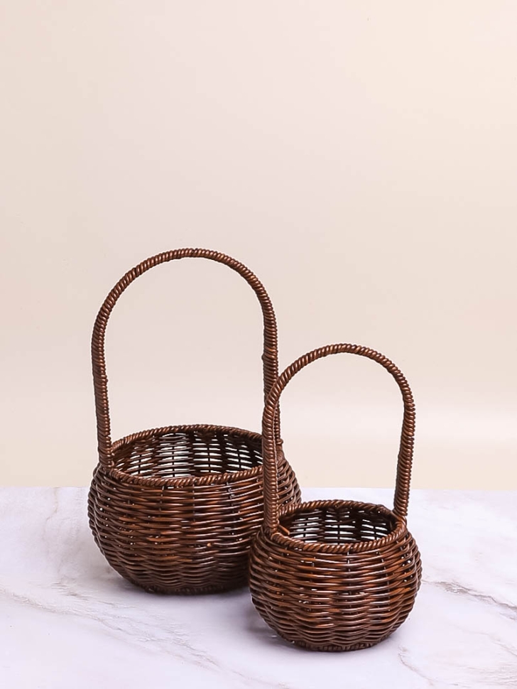 Корзина плетеная (пластик) 2шт 15х15х10см коричневый Корзина плетеная (пластик) 2шт 15х15х10см коричневый