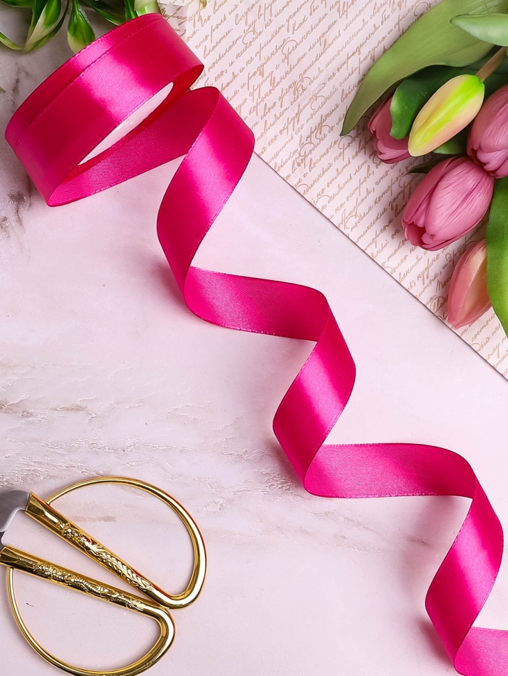 Лента атласная 25мм х 25 ярд  JD малиновый