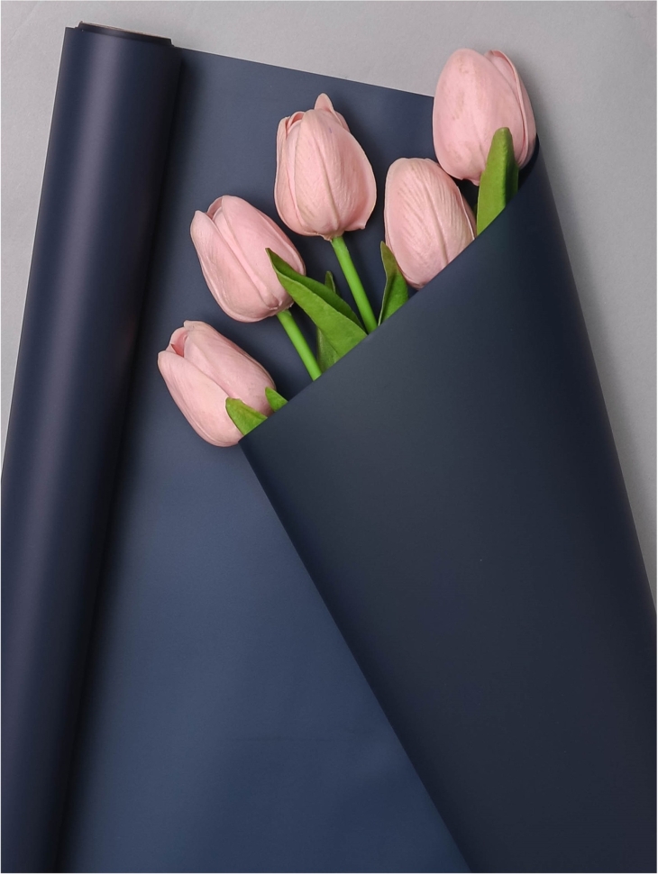 Пленка матовая 55мкм 58см х 10м Romantic синий темный
