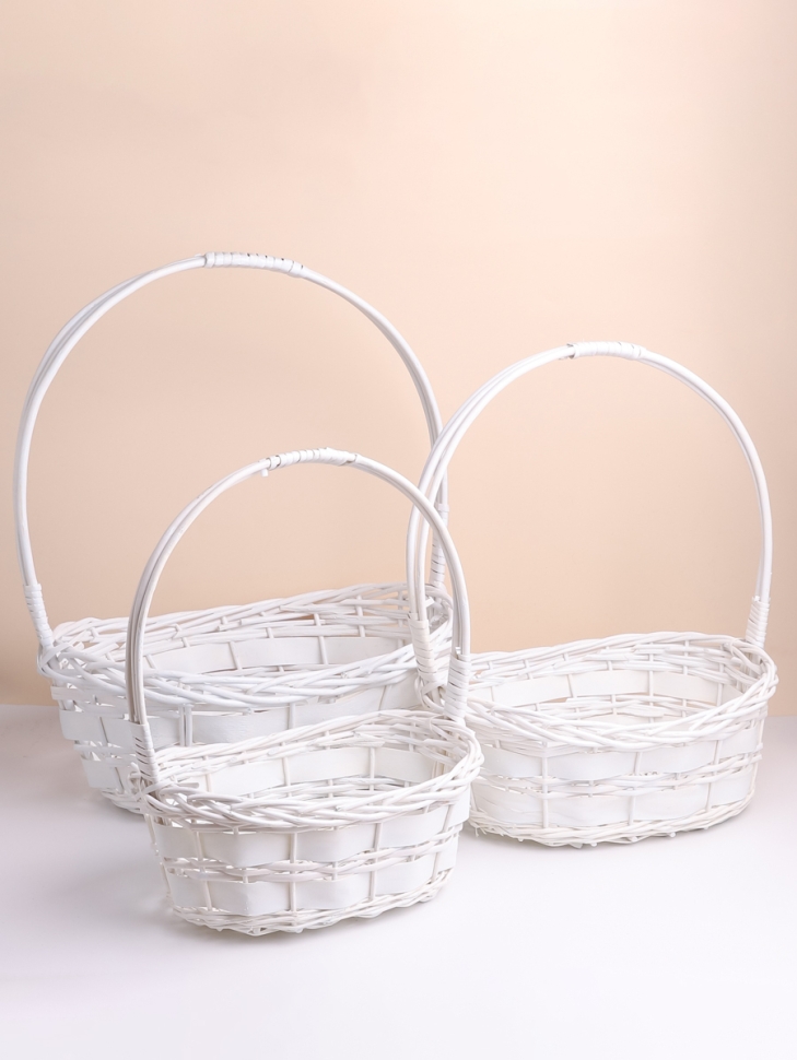 Корзина плетеная (ива) 3шт D43х32хH15см белый Корзина плетеная (ива) 3шт D43х32хH15см белый