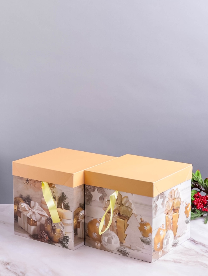 Коробка НГ квадрат 22х22х22 см GYH22627-67 микс Коробка НГ квадрат 22х22х22 см GYH22627-67 микс