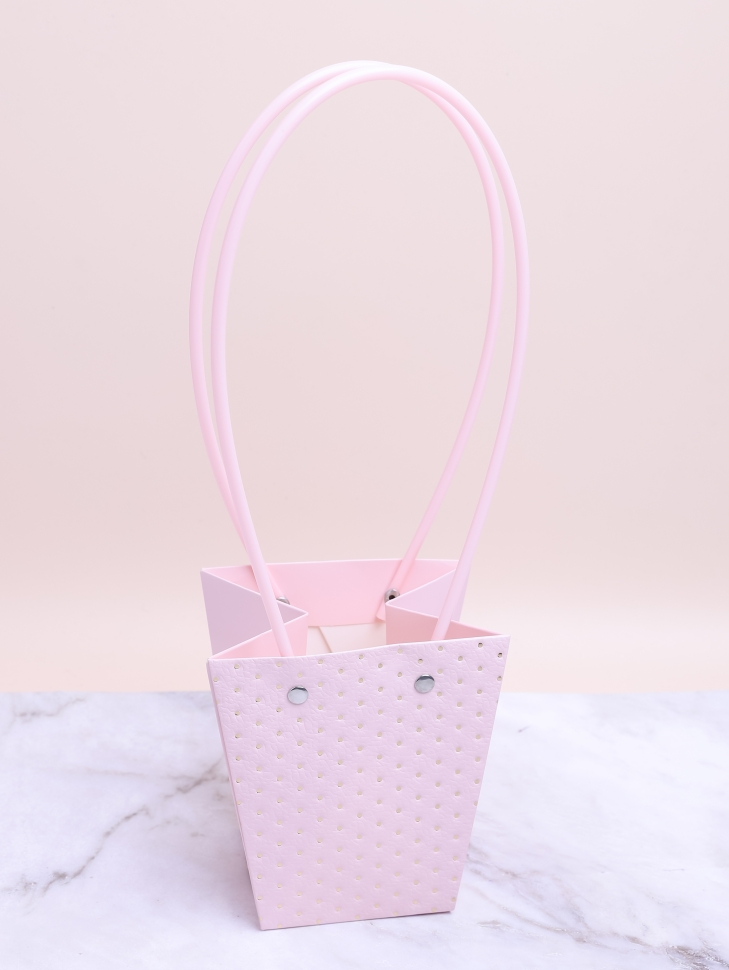 Сумочка для цветов 12х8х12,5см 3D М414 розовый светлый Сумочка для цветов 12х8х12,5см 3D М414 розовый светлый