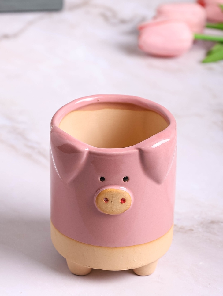 Кашпо керамика 8х10,5см D7827-2 поросенок