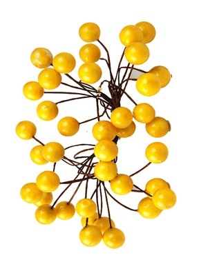 Ягоды на проволоке 14см 40шт желтые
