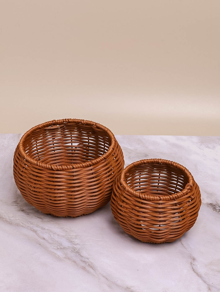 Кашпо плетеное (пластик) 2шт 15х15х10см коричневый Кашпо плетеное (пластик) 2шт 15х15х10см коричневый