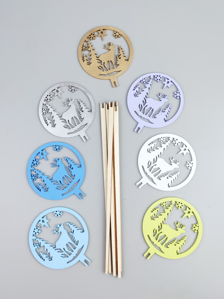 Вставка НГ деревянная 7шт №33 "С Новым годом" микс