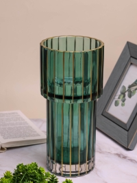 Ваза стекло Неоклассика цветная h29 d13,5см К Башня нефрит