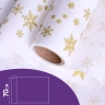 Бумага белая крафт 50г/м2, 70см x 10м Снежинка NEW, золото