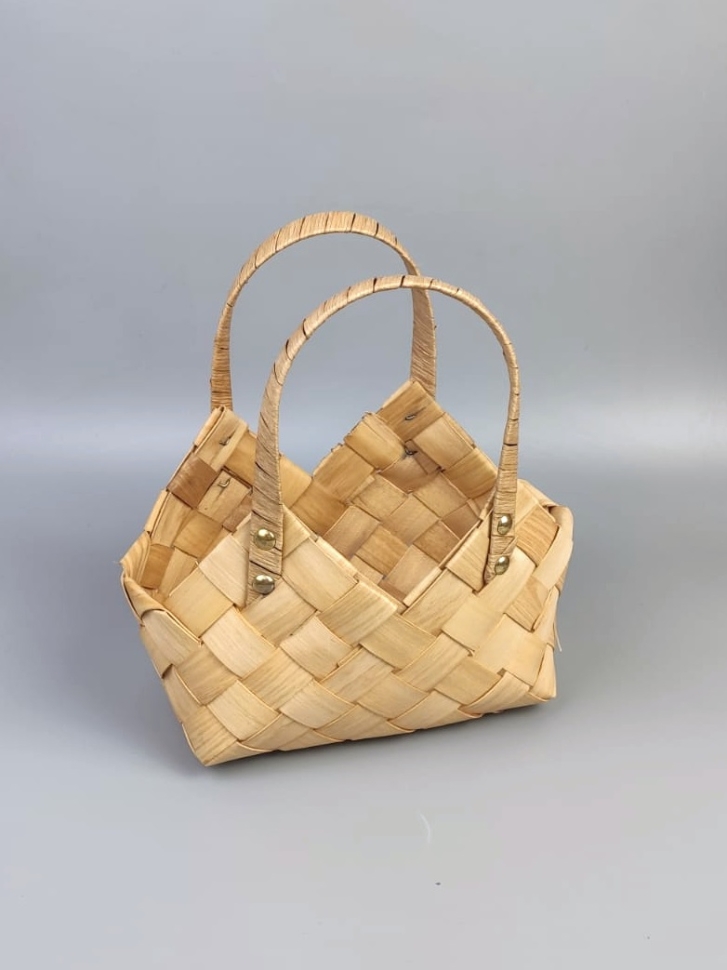 Корзина плетеная (шпон) 30х17х31см GW981 светлые ручки Корзина плетеная (шпон) 30х17х31см GW981 светлые ручки