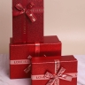 Коробка прямоугольник набор из  3шт 23х16х9,5см с бантом красный