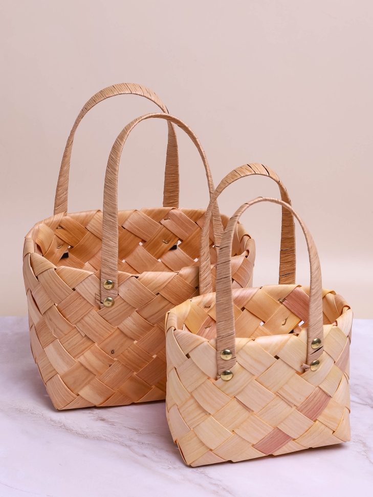 Корзина плетеная (ель) 2шт 21х12х14см натуральный Корзина плетеная (ель) 2шт 21х12х14см натуральный