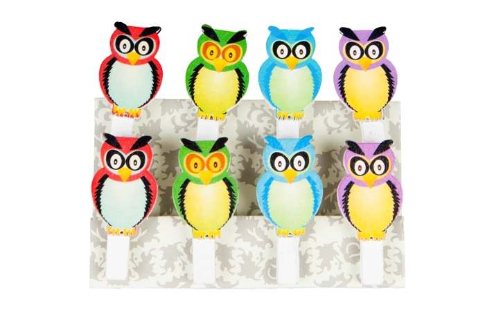 Прищепка  8шт. Совы