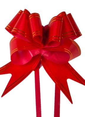 Бант-бабочка с золотой полосой 50, 10 шт. красный