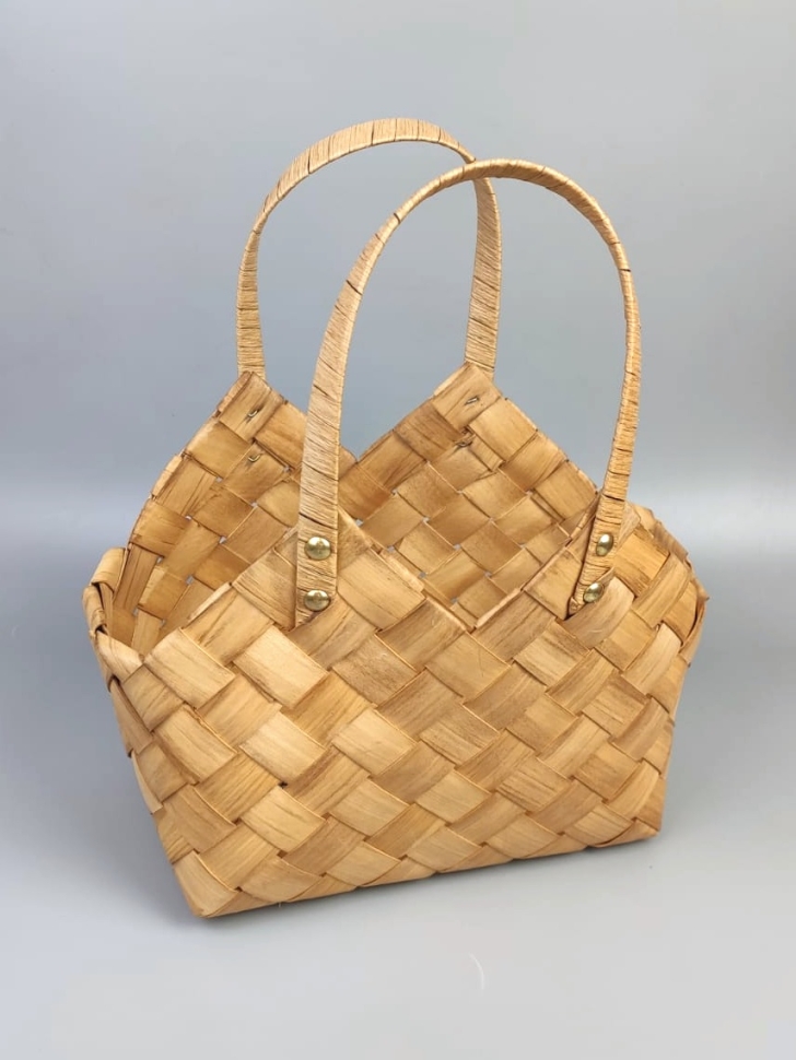 Корзина плетеная (шпон) 24х14х25см GW981светлые ручки Корзина плетеная (шпон) 24х14х25см GW981светлые ручки