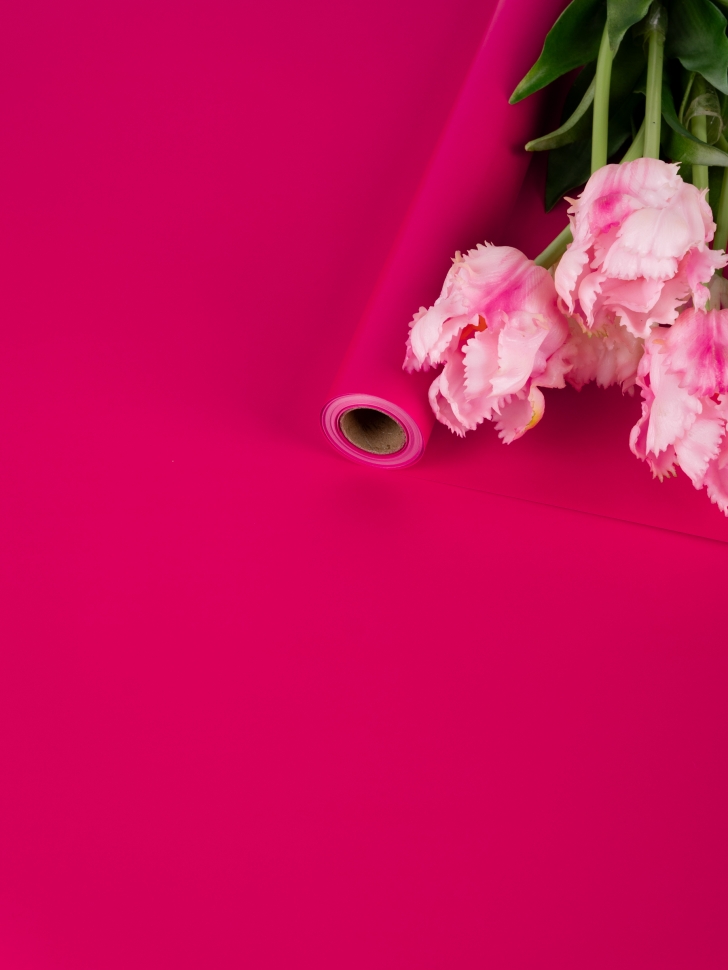 Пленка матовая  Пастель 58см х 10м на втулке, малиновый К