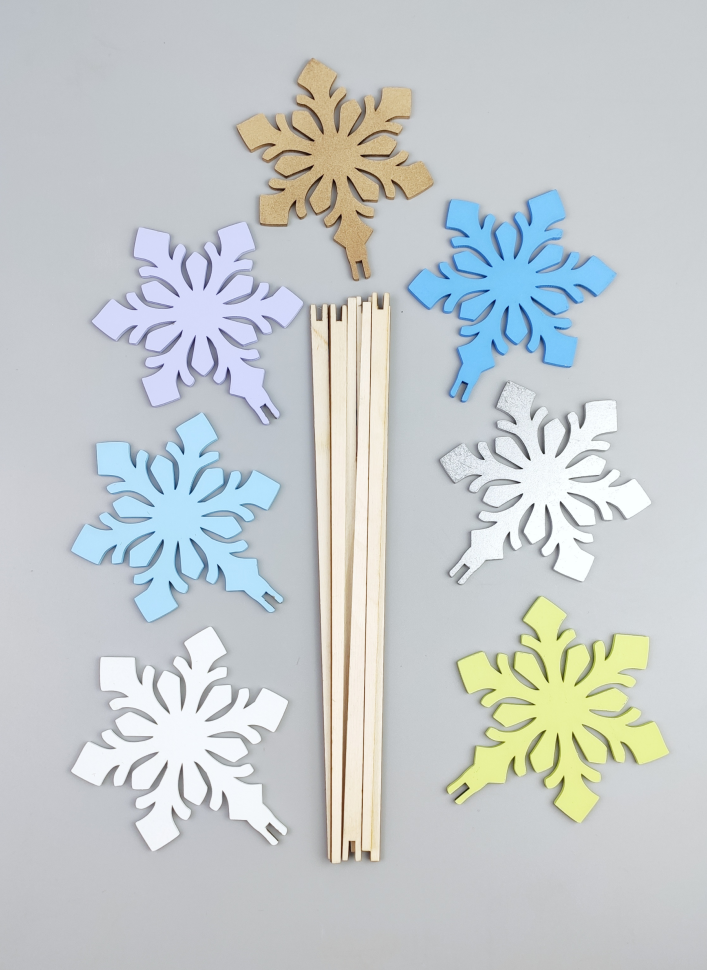 Вставка НГ деревянная 7шт №45 "С Новым годом" микс