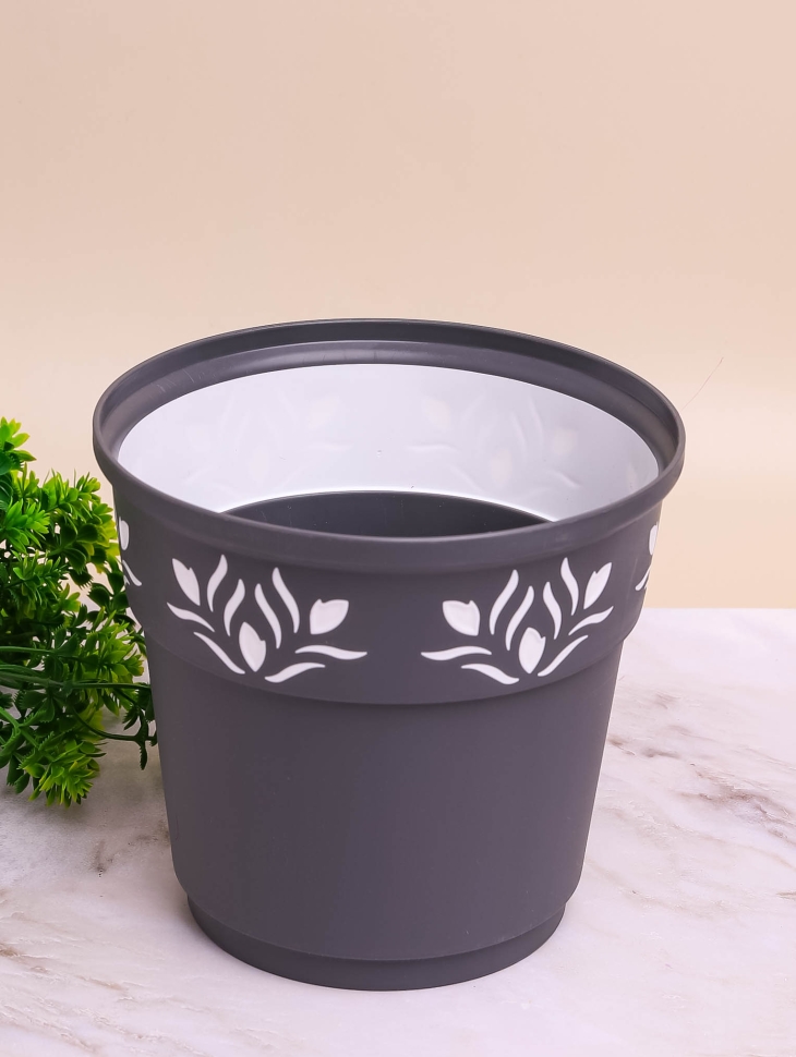 Кашпо из пластика "Флер" 2,25л. h16,2 х d17см антрацит