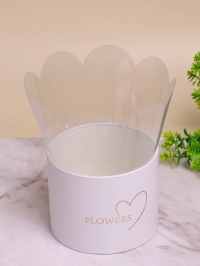 Коробка цилиндр 10х10х8см Flowers без крышки белый
