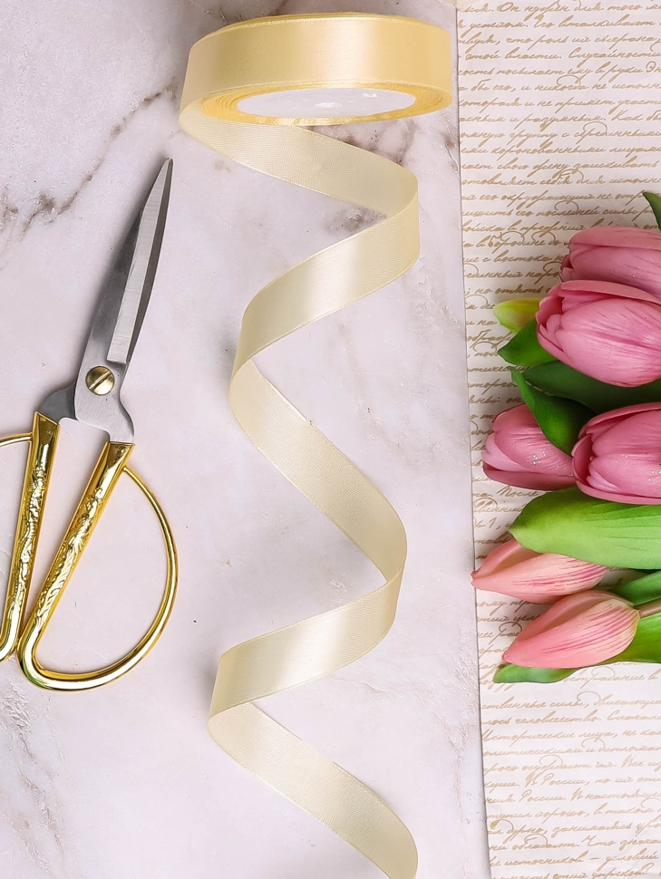 Лента атласная 15мм х 25 ярд JD шампань Лента атласная 15мм х 25 ярд JD шампань