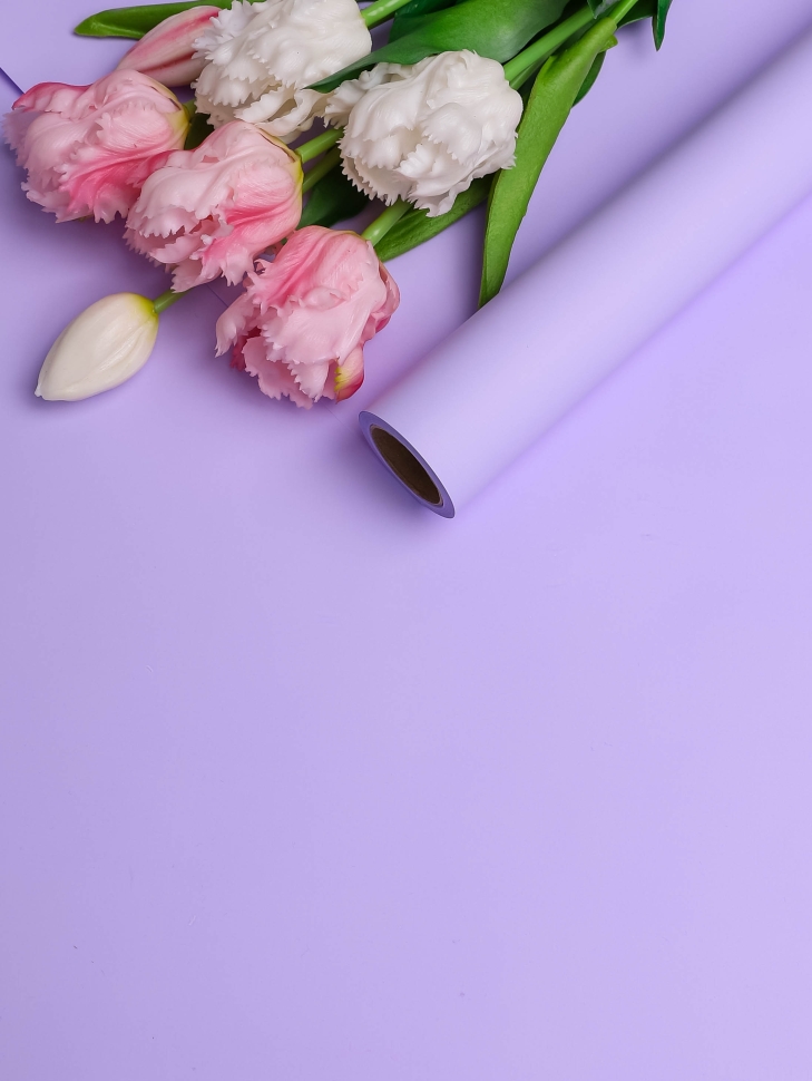 Пленка матовая  Пастель 58см х 10м на втулке, глициния