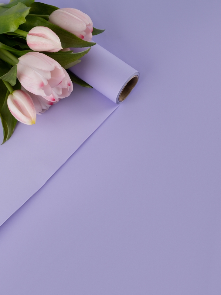 Пленка матовая  Пастель 58см х 10м на втулке, глициния