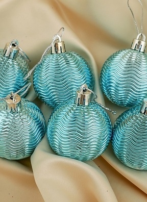 Игрушка елочная Шар  d5см набор  6шт "Волна" бирюза